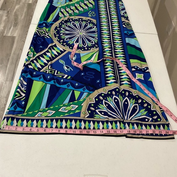 Chico's Abstract Maxi Skirt Boho Stretch Pull On Side Split Size 8 (Chic… - Picture 7 of 9